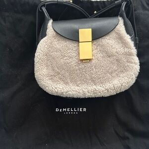 DeMellier Black and Cream Shearling Crossbody Bag